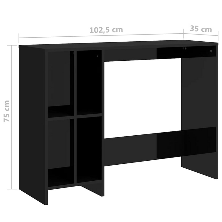 Sleek High Gloss Black Notebook Desk - Space-Saving Workstation with 4 Shelves, 102.5 x 35 x 75 cm - Premium  from Home Treasures - Just £70.99! Shop now at Home Treasures