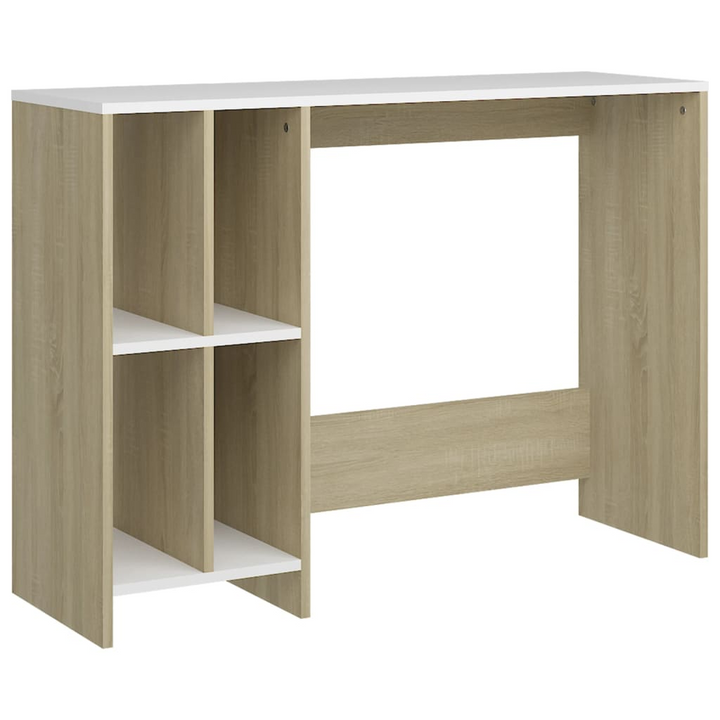 Modern Notebook Desk - White & Sonoma Oak - Space-Saving Design, 102.5 x 35 x 75 cm - Premium  from Home Treasures - Just £70.99! Shop now at Home Treasures