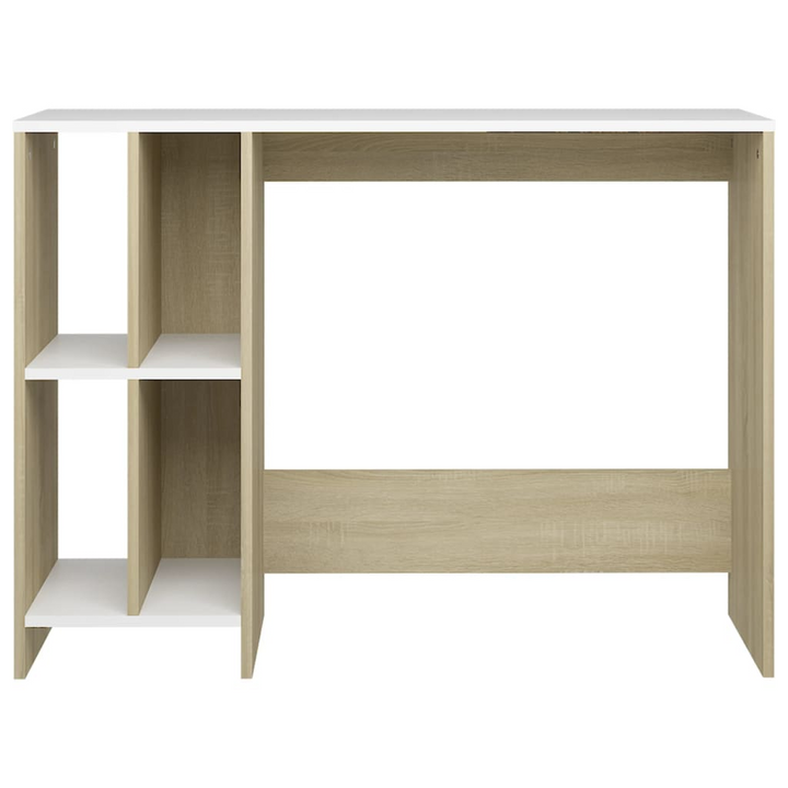 Modern Notebook Desk - White & Sonoma Oak - Space-Saving Design, 102.5 x 35 x 75 cm - Premium  from Home Treasures - Just £70.99! Shop now at Home Treasures