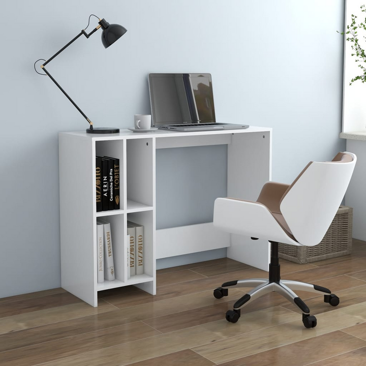 Sleek White Notebook Desk - Modern & Compact 102.5 x 35 x 75 cm Workstation with 4 Shelves - Premium  from Home Treasures - Just £60.99! Shop now at Home Treasures