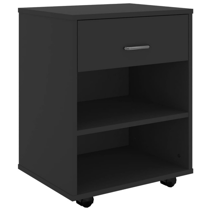 Black Rolling Cabinet 46x36x59 cm - Multi-Purpose Mobile Storage with Engineered Wood and Lockable Castors - Premium  from Home Treasures - Just £39.99! Shop now at Home Treasures