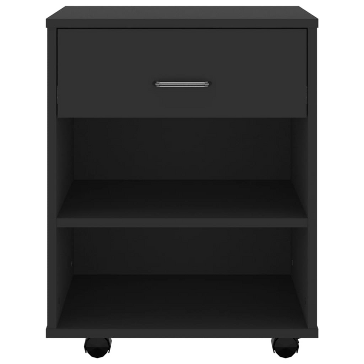 Black Rolling Cabinet 46x36x59 cm - Multi-Purpose Mobile Storage with Engineered Wood and Lockable Castors - Premium  from Home Treasures - Just £39.99! Shop now at Home Treasures