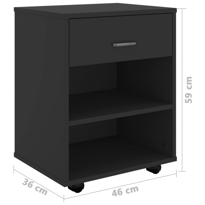 Black Rolling Cabinet 46x36x59 cm - Multi-Purpose Mobile Storage with Engineered Wood and Lockable Castors - Premium  from Home Treasures - Just £39.99! Shop now at Home Treasures