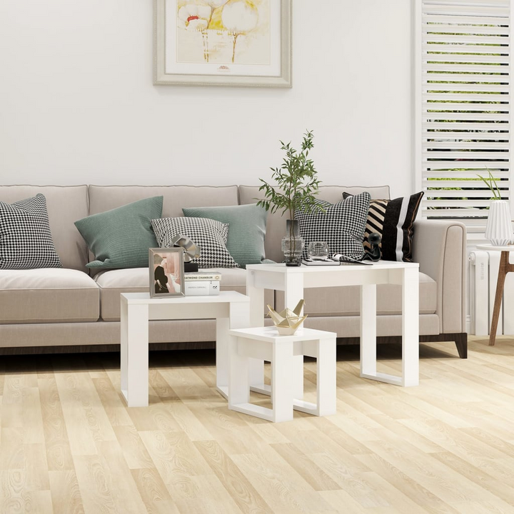 Elegant White Nesting Tables, Set of 3 – Space-Saving, Versatile & Stylish for Modern Homes - Premium  from Home Treasures - Just £44.99! Shop now at Home Treasures