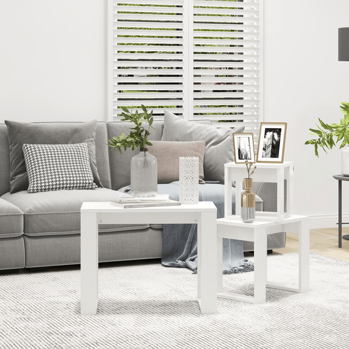 Elegant White Nesting Tables, Set of 3 – Space-Saving, Versatile & Stylish for Modern Homes - Premium  from Home Treasures - Just £44.99! Shop now at Home Treasures