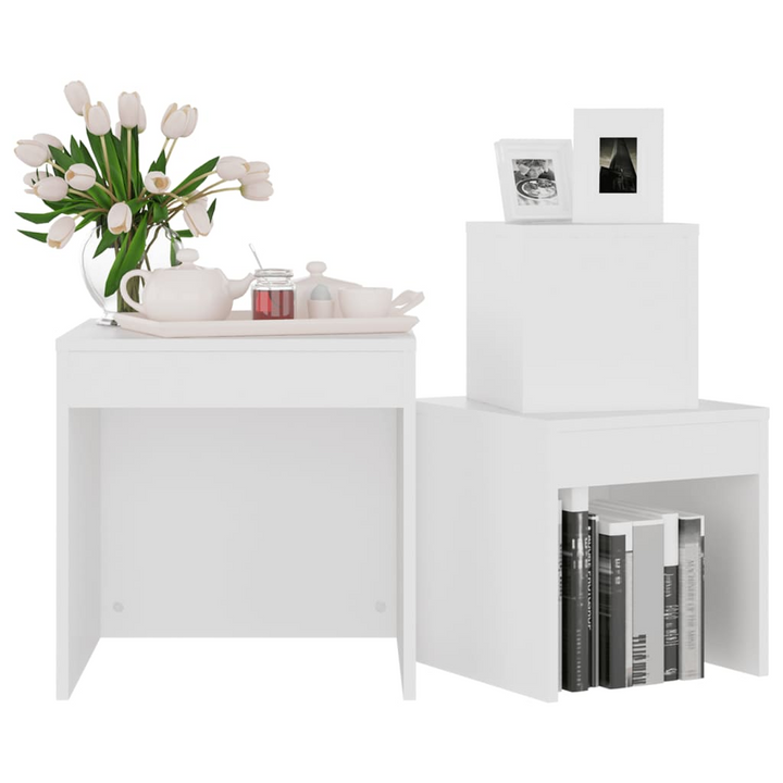 Stylish & Versatile Nesting Tables, Set of 3 in White - Perfect for Modern Living Spaces - Premium  from Home Treasures - Just £50.99! Shop now at Home Treasures