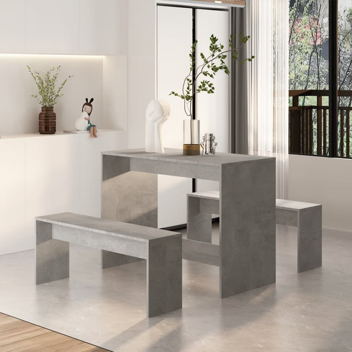 3 Piece Dining Set in Concrete Grey - Modern Engineered Wood | Durable & Easy to Clean - Premium  from Home Treasures - Just £87.99! Shop now at Home Treasures