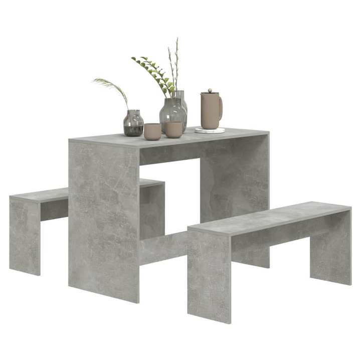 3 Piece Dining Set in Concrete Grey - Modern Engineered Wood | Durable & Easy to Clean - Premium  from Home Treasures - Just £87.99! Shop now at Home Treasures