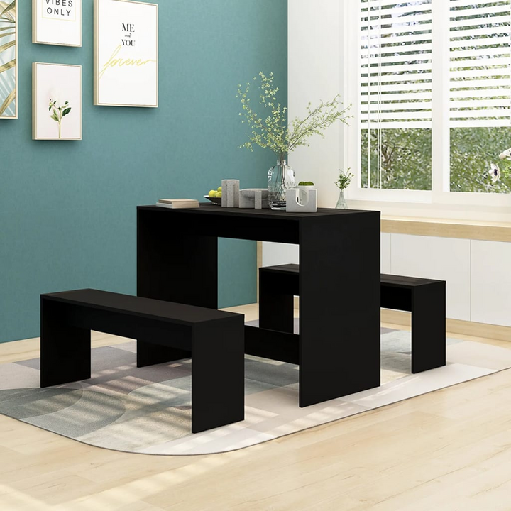 Modern 3 Piece Dining Set in Black Engineered Wood – Stylish & Durable - Premium  from Home Treasures - Just £86.99! Shop now at Home Treasures