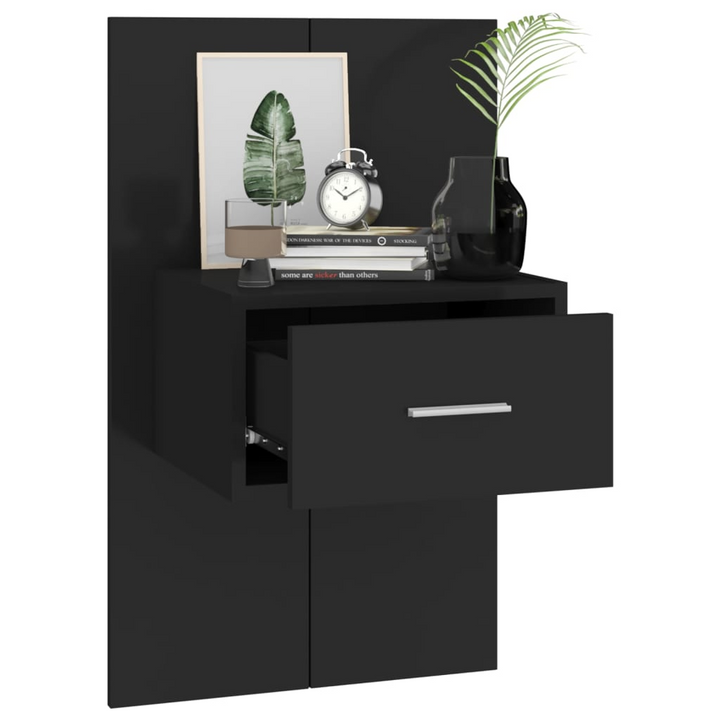 Sleek Wall-Mounted Bedside Cabinet in Black – Space-Saving Floating Nightstand with Storage Drawer - Premium  from Home Treasures - Just £27.99! Shop now at Home Treasures