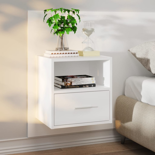 Sleek & Modern Wall-Mounted Bedside Cabinet (White) - Space-Saving Storage Solution - Premium  from Home Treasures - Just £51.99! Shop now at Home Treasures