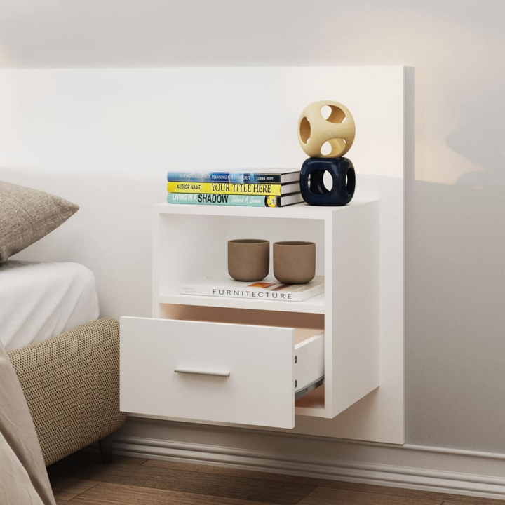 Sleek & Modern Wall-Mounted Bedside Cabinet (White) - Space-Saving Storage Solution - Premium  from Home Treasures - Just £51.99! Shop now at Home Treasures