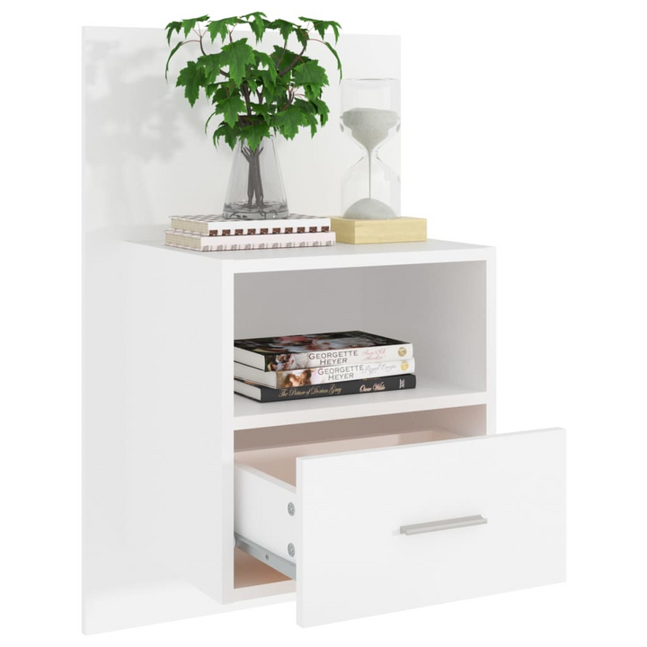 Sleek & Modern Wall-Mounted Bedside Cabinet (White) - Space-Saving Storage Solution - Premium  from Home Treasures - Just £51.99! Shop now at Home Treasures