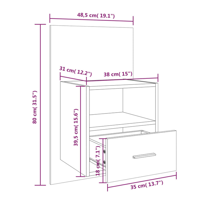 Sleek & Modern Wall-Mounted Bedside Cabinet (White) - Space-Saving Storage Solution - Premium  from Home Treasures - Just £51.99! Shop now at Home Treasures