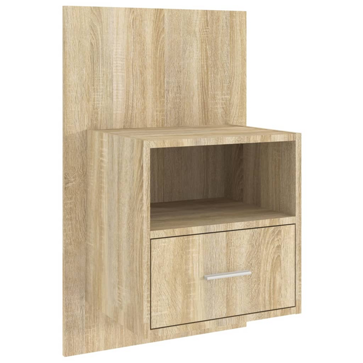 Elegant Sonoma Oak Wall-Mounted Bedside Cabinet - Space-Saving Floating Nightstand with Storage Drawer, Engineered Wood Construction - Premium  from Home Treasures - Just £44.99! Shop now at Home Treasures