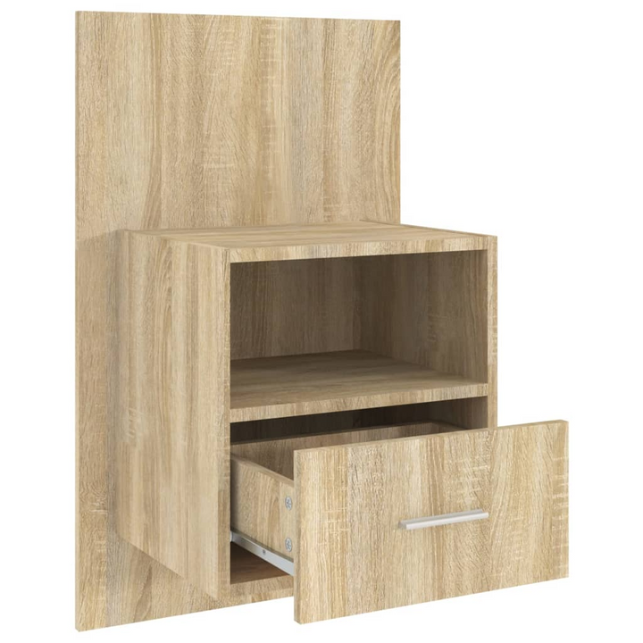 Elegant Sonoma Oak Wall-Mounted Bedside Cabinet - Space-Saving Floating Nightstand with Storage Drawer, Engineered Wood Construction - Premium  from Home Treasures - Just £44.99! Shop now at Home Treasures