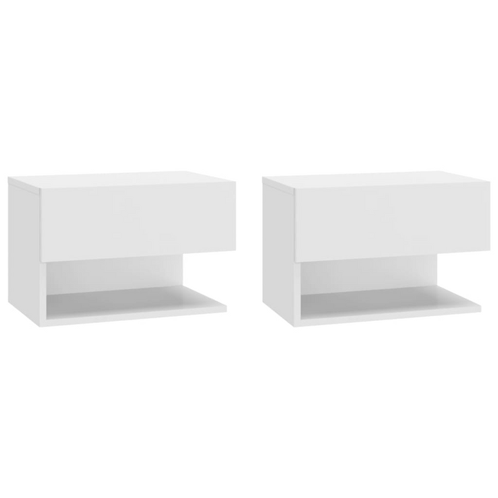 Stylish Wall-mounted Bedside Cabinets, Set of 2 in White - Space-Saving Floating Nightstands - Premium  from Home Treasures - Just £50.99! Shop now at Home Treasures