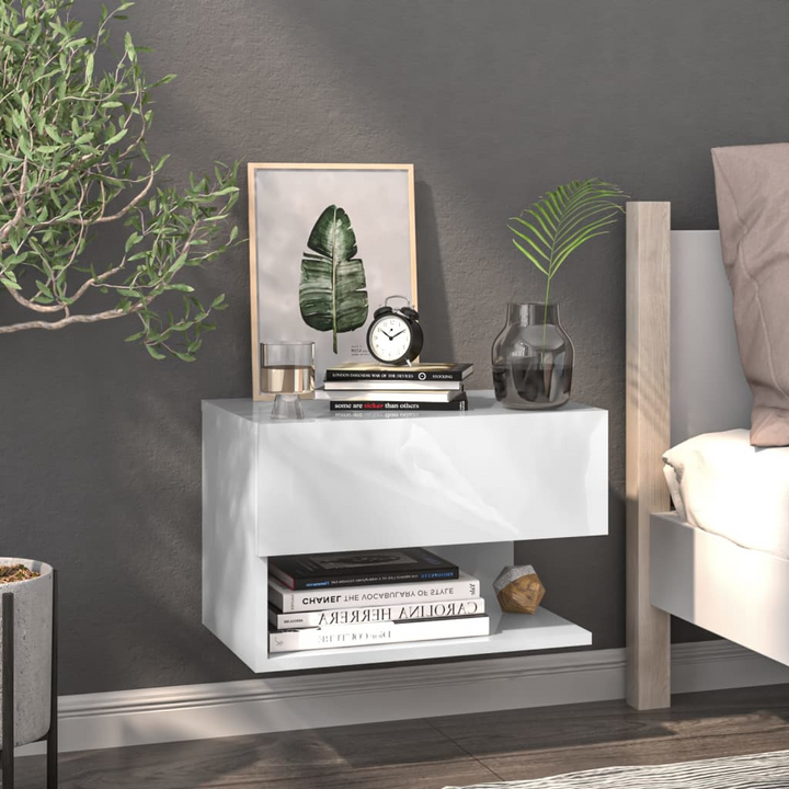 Stylish Wall-mounted Bedside Cabinets, Set of 2 in White - Space-Saving Floating Nightstands - Premium  from Home Treasures - Just £50.99! Shop now at Home Treasures