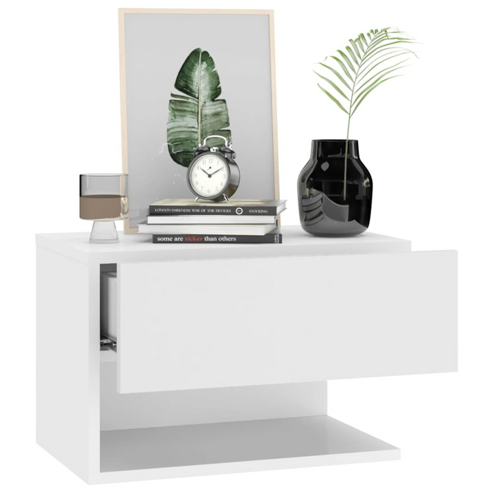 Stylish Wall-mounted Bedside Cabinets, Set of 2 in White - Space-Saving Floating Nightstands - Premium  from Home Treasures - Just £50.99! Shop now at Home Treasures