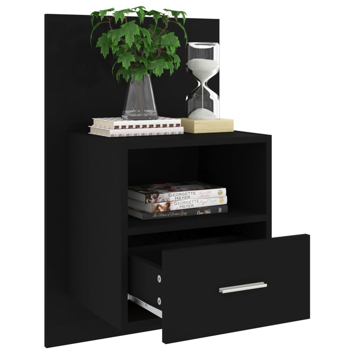 Stylish Wall-Mounted Bedside Cabinet in Sleek Black - Space-Saving & Modern Design - Premium  from Home Treasures - Just £48.99! Shop now at Home Treasures