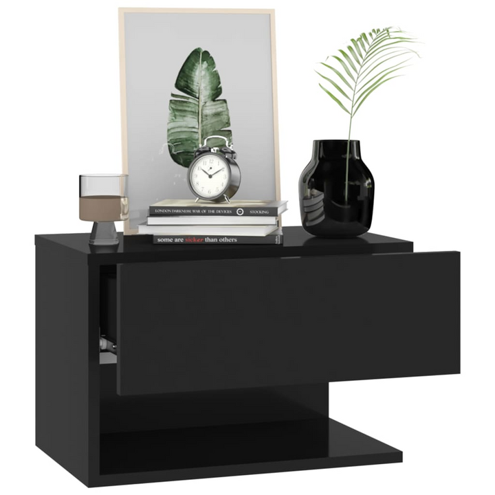 Premium Wall-Mounted Bedside Cabinet (Black) - Space-Saving Floating Nightstand for Modern Living Spaces - Premium  from Home Treasures - Just £39.99! Shop now at Home Treasures