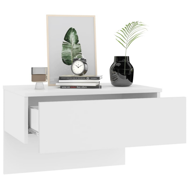 Stylish Wall-mounted Bedside Cabinet (White) - Space-saving Floating Nightstand with Engineered Wood Construction - Premium  from Home Treasures - Just £43.99! Shop now at Home Treasures