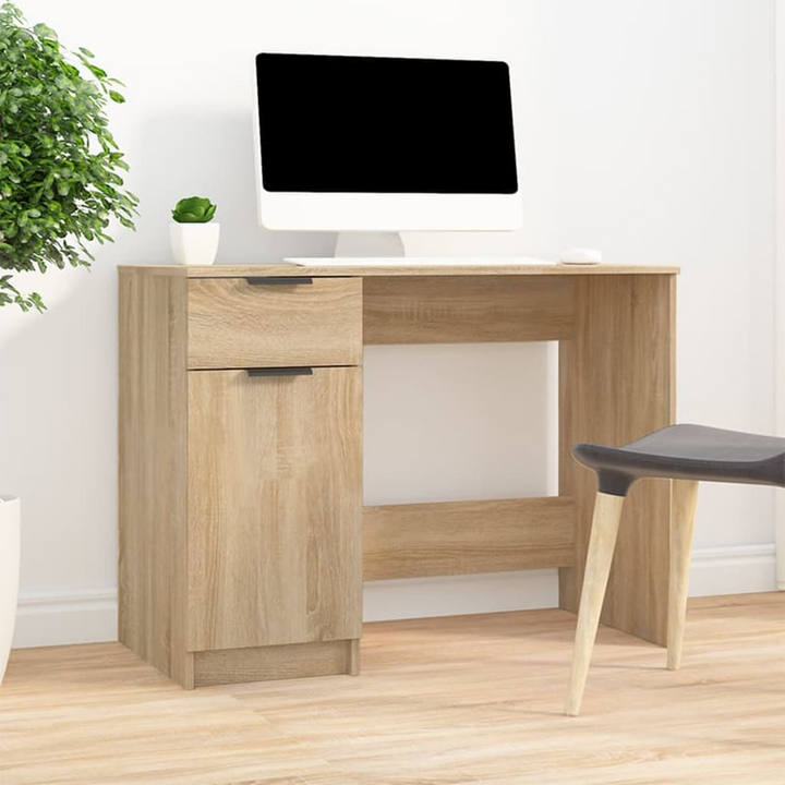 Modern Sonoma Oak Work Desk - 100 x 50 x 75 cm | Sturdy & Stylish Office Desk with Ample Storage - Premium  from Home Treasures - Just £92.99! Shop now at Home Treasures