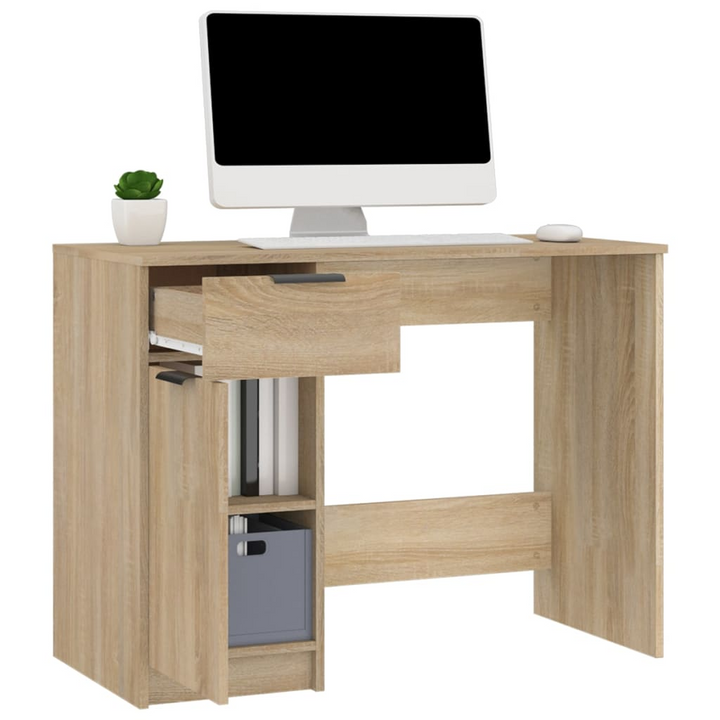 Modern Sonoma Oak Work Desk - 100 x 50 x 75 cm | Sturdy & Stylish Office Desk with Ample Storage - Premium  from Home Treasures - Just £92.99! Shop now at Home Treasures