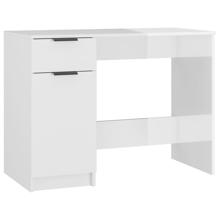 Sleek High Gloss White Work Desk with Storage - Modern Office Table 100 x 50 x 75 cm - Premium  from Home Treasures - Just £112.99! Shop now at Home Treasures