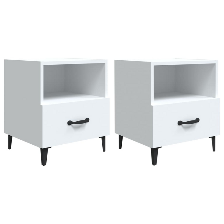 Elegant White Bedside Cabinets - Set of 2 | 40 x 35 x 47.5cm - Modern Nightstands with Drawer & Shelf Storage - Premium  from Home Treasures - Just £64.99! Shop now at Home Treasures