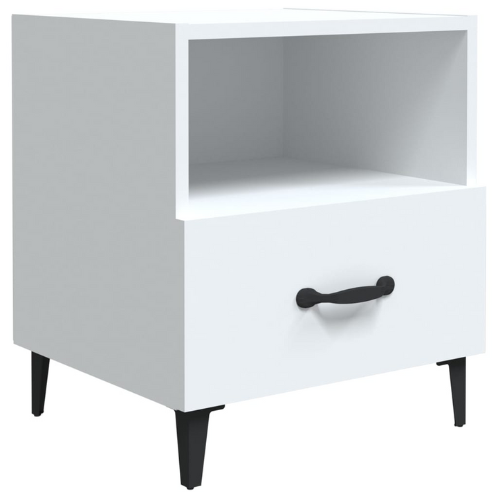 Elegant White Bedside Cabinets - Set of 2 | 40 x 35 x 47.5cm - Modern Nightstands with Drawer & Shelf Storage - Premium  from Home Treasures - Just £51.99! Shop now at Home Treasures