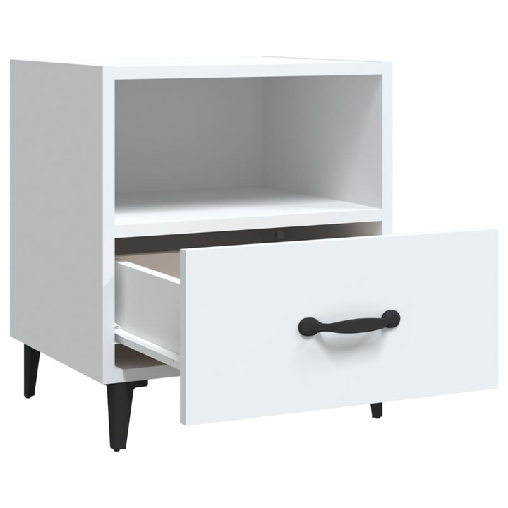 Elegant White Bedside Cabinets - Set of 2 | 40 x 35 x 47.5cm - Modern Nightstands with Drawer & Shelf Storage - Premium  from Home Treasures - Just £51.99! Shop now at Home Treasures