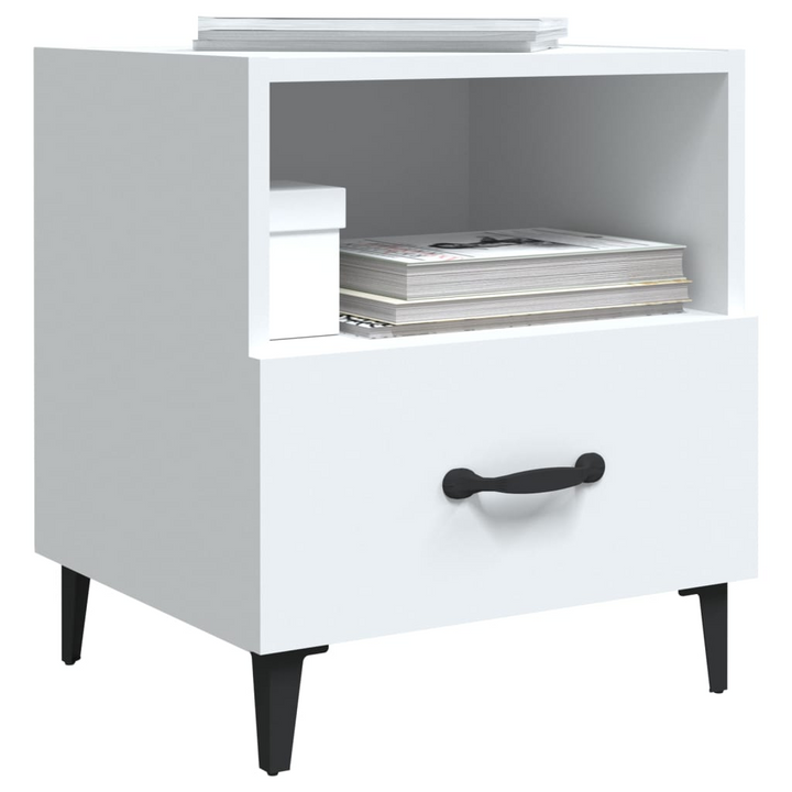 Elegant White Bedside Cabinets - Set of 2 | 40 x 35 x 47.5cm - Modern Nightstands with Drawer & Shelf Storage - Premium  from Home Treasures - Just £51.99! Shop now at Home Treasures