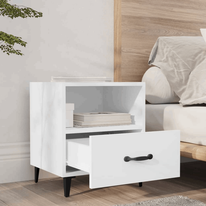 Elegant White Bedside Cabinets - Set of 2 | 40 x 35 x 47.5cm - Modern Nightstands with Drawer & Shelf Storage - Premium  from Home Treasures - Just £51.99! Shop now at Home Treasures