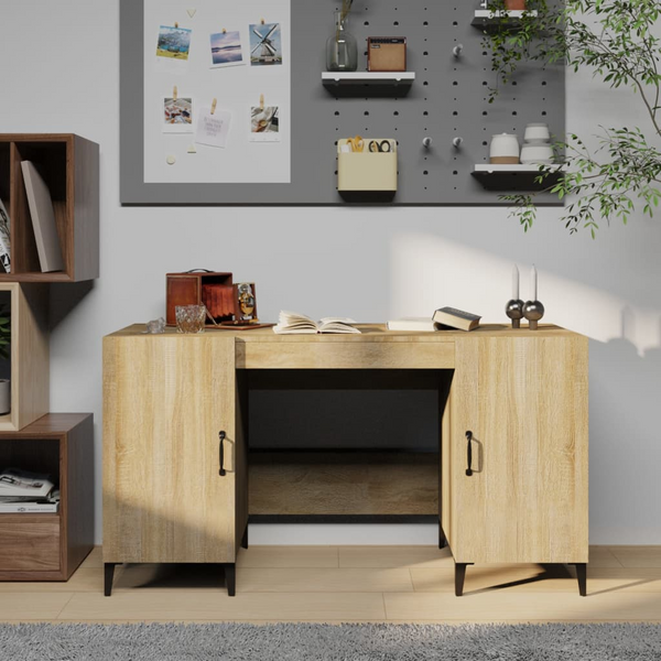 Modern Industrial Work Desk - Sonoma Oak (Brown) | Spacious 140 x 50 x 75 cm Design | Durable & Stylish Office Furniture - Premium  from Home Treasures - Just £117.99! Shop now at Home Treasures