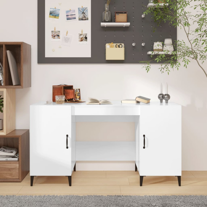 High Gloss White Work Desk - 140 x 50 x 75 cm | Durable & Stylish Office/Study Solution - Premium  from Home Treasures - Just £118.99! Shop now at Home Treasures