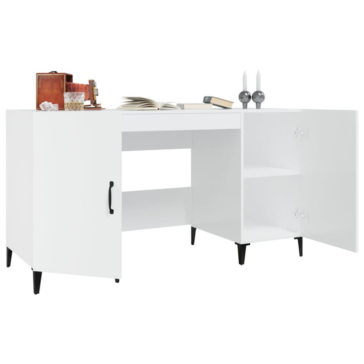 High Gloss White Work Desk - 140 x 50 x 75 cm | Durable & Stylish Office/Study Solution - Premium  from Home Treasures - Just £118.99! Shop now at Home Treasures