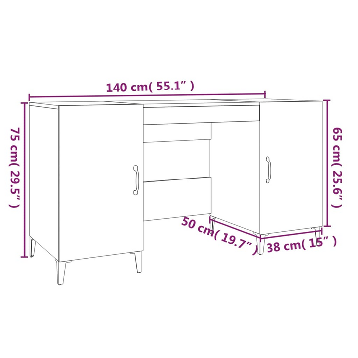 High Gloss White Work Desk - 140 x 50 x 75 cm | Durable & Stylish Office/Study Solution - Premium  from Home Treasures - Just £118.99! Shop now at Home Treasures