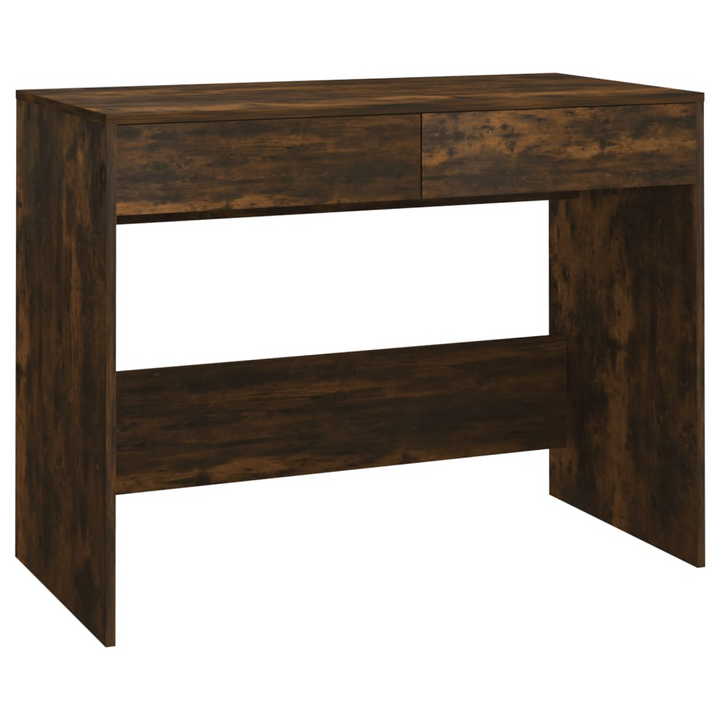 Work Desk (Smoked Oak) - 101 x 50 x 76.5cm | Sturdy Home Office Table with 2 Drawers - Premium  from Home Treasures - Just £63.99! Shop now at Home Treasures