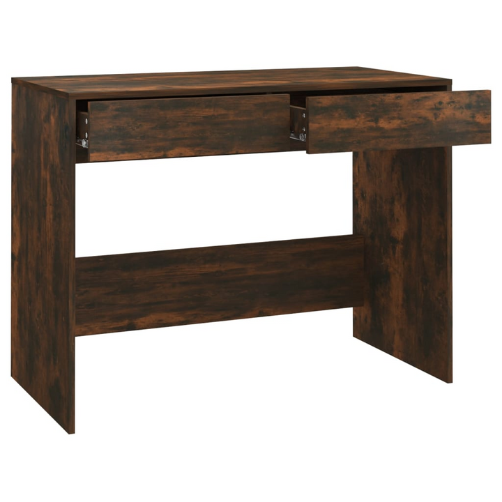 Work Desk (Smoked Oak) - 101 x 50 x 76.5cm | Sturdy Home Office Table with 2 Drawers - Premium  from Home Treasures - Just £63.99! Shop now at Home Treasures