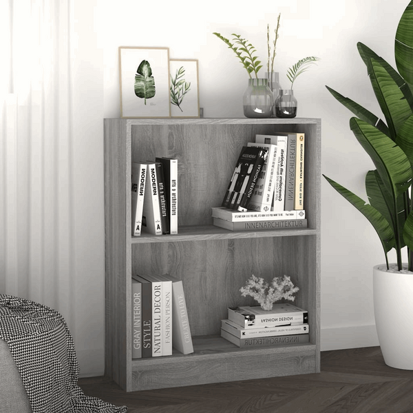 Stylish Grey Sonoma Bookshelf (60 x 24 x 74.5cm) with 2-Layer Design - Perfect for Home and Office Storage - Premium  from Home Treasures - Just £30.99! Shop now at Home Treasures