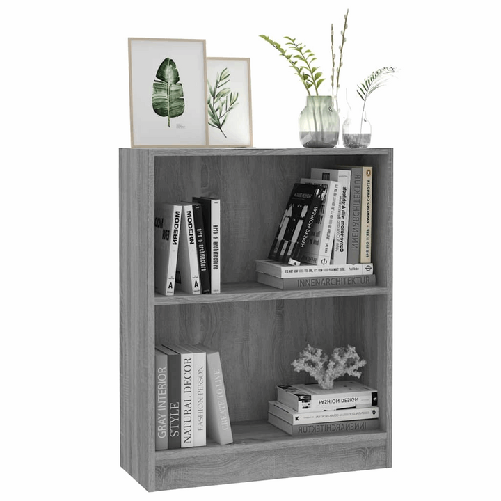 Stylish Grey Sonoma Bookshelf (60 x 24 x 74.5cm) with 2-Layer Design - Perfect for Home and Office Storage - Premium  from Home Treasures - Just £30.99! Shop now at Home Treasures