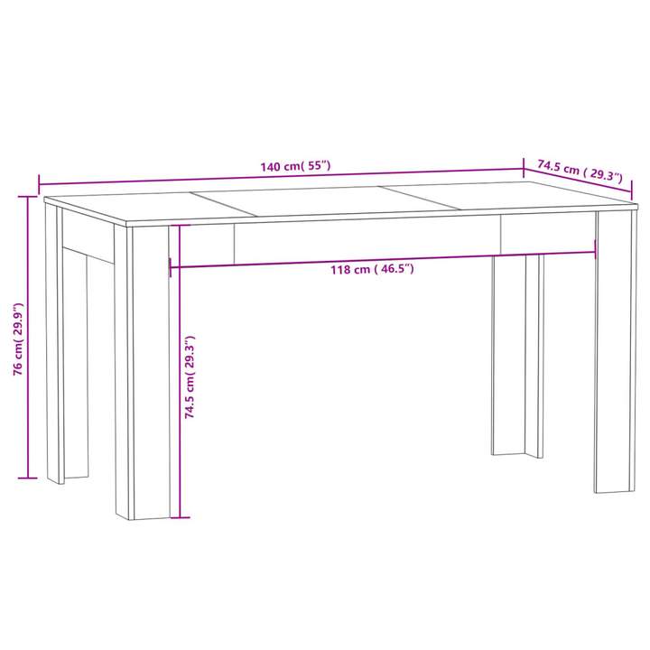 Brown Oak Dining Table 140x74.5x76 cm | Elegant Engineered Wood | Sturdy & Durable Furniture for Dining Room & Kitchen - Premium  from Home Treasures - Just £88.99! Shop now at Home Treasures