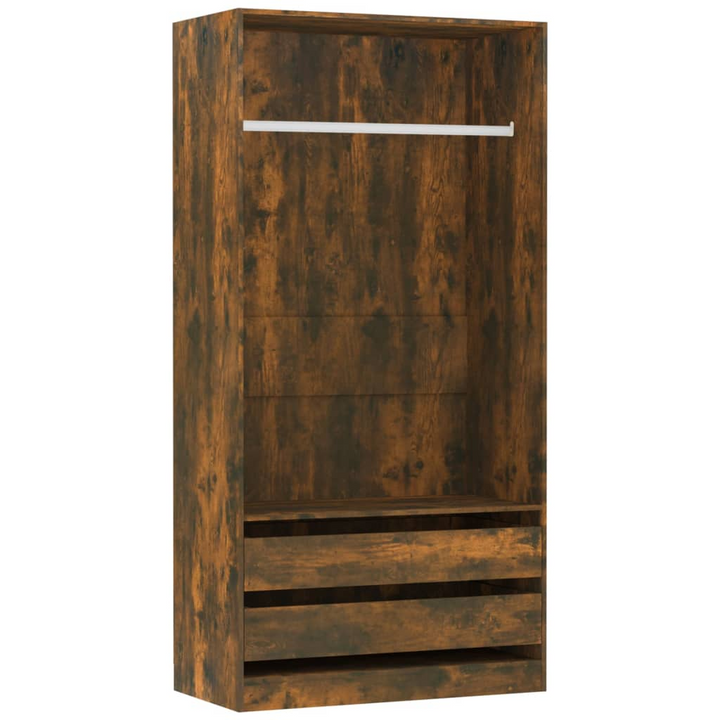 Stylish Open Wardrobe in Smoked Oak Finish - 100 x 50 x 200 cm | Ample Storage with Drawers and Hanging Rod - Premium  from Home Treasures - Just £171.99! Shop now at Home Treasures