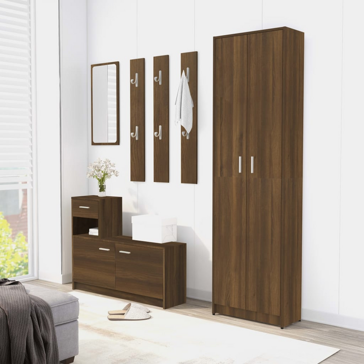 Elegant Brown Oak Hallway Wardrobe - Space-Saving Design, Ample Storage 55 x 25 x 189cm - Premium  from Home Treasures - Just £111.99! Shop now at Home Treasures