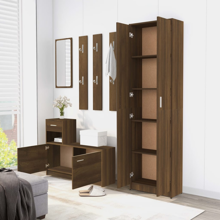 Elegant Brown Oak Hallway Wardrobe - Space-Saving Design, Ample Storage 55 x 25 x 189cm - Premium  from Home Treasures - Just £111.99! Shop now at Home Treasures