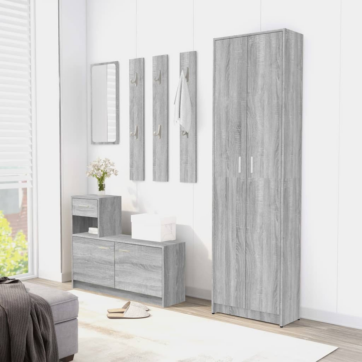 Stylish Sonoma Hallway Wardrobe in Grey - Space-Saving, 5 Compartments, 55x25x189cm - Premium  from Home Treasures - Just £108.99! Shop now at Home Treasures