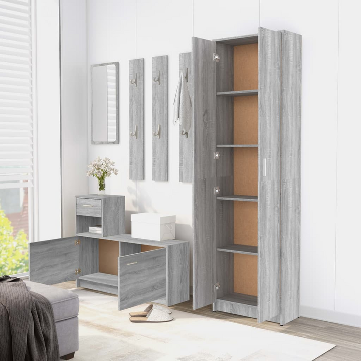 Stylish Sonoma Hallway Wardrobe in Grey - Space-Saving, 5 Compartments, 55x25x189cm - Premium  from Home Treasures - Just £108.99! Shop now at Home Treasures