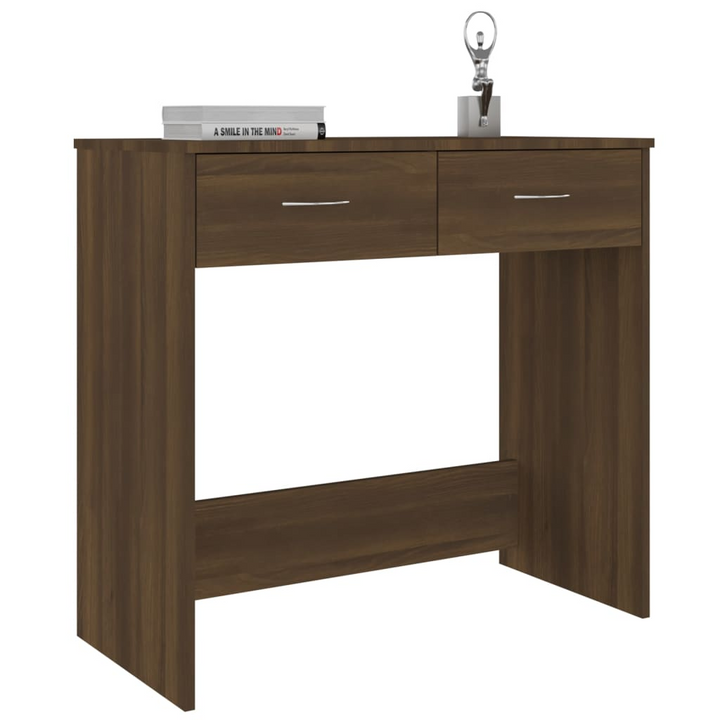 Sleek & Modern Brown Oak Work Desk - Compact 80 x 40 x 75cm with Storage Drawers - Premium  from Home Treasures - Just £57.99! Shop now at Home Treasures