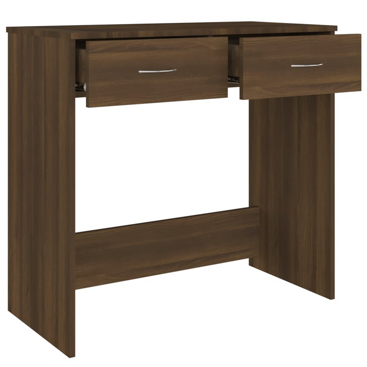 Sleek & Modern Brown Oak Work Desk - Compact 80 x 40 x 75cm with Storage Drawers - Premium  from Home Treasures - Just £57.99! Shop now at Home Treasures